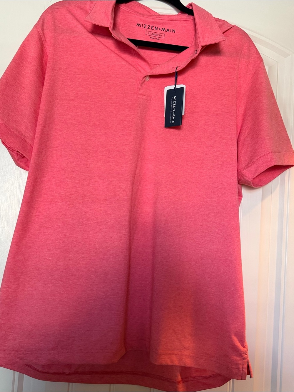 Mizzen+Main Men’s Coral Pink Short Sleeve Polo
